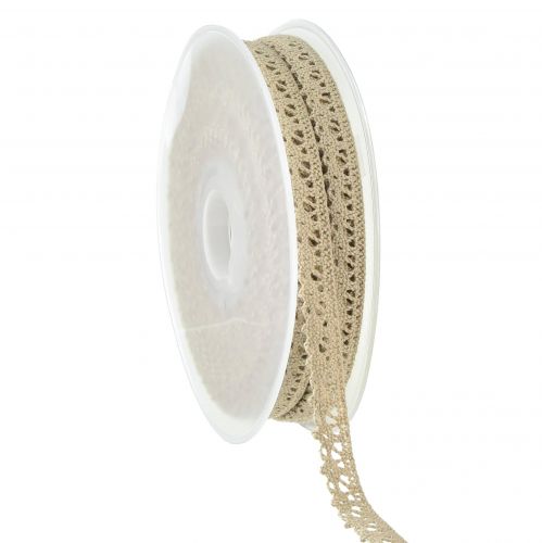 Floristik24 Ruban décoratif bijoux ruban crochet dentelle beige gris W12mm L20m