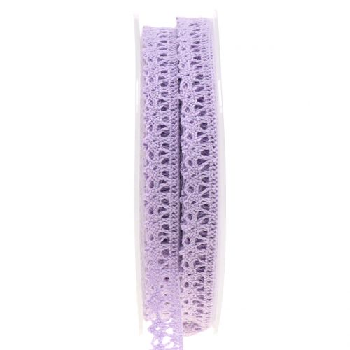 Ruban décoratif dentelle au crochet lilas 12 mm 20 m