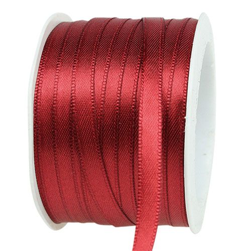 Ruban cadeau satin bordeaux double satin 6mm 50m