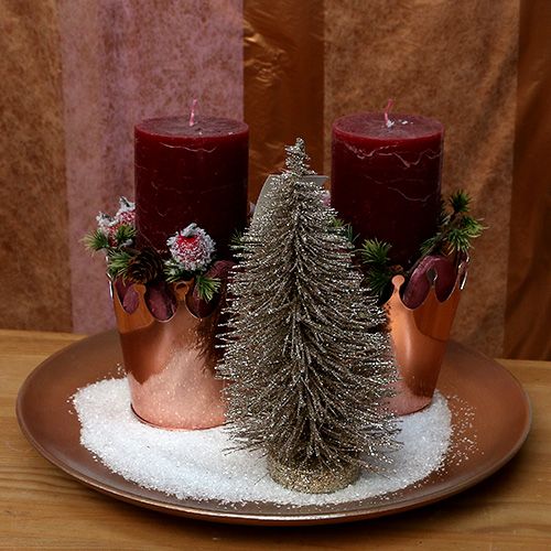 Floristik24 Arbre déco pailleté or clair H14cm 4pcs