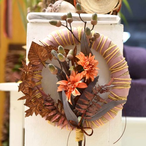 Article Fleur décorative dahlia, décoration automne, fleur de soie orange 55cm Ø9 / 11cm
