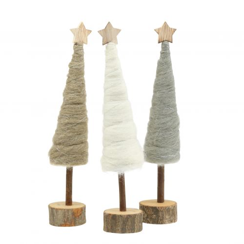 Floristik24 Felt Dreams Nature, Blanc 33cm 3pcs