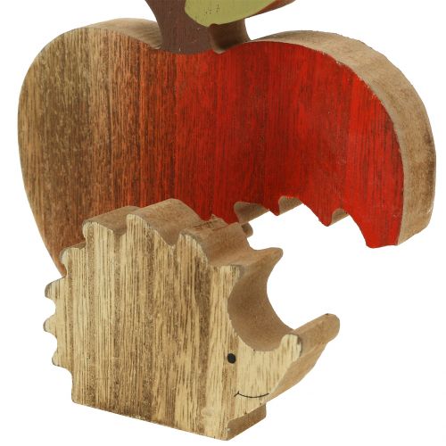 Article Figurine décorative pomme avec hérisson rouge, naturel 13cm 3pcs