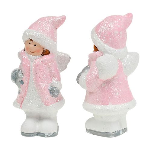 Floristik24 Figure à décorer ange girl rose clair 11cm 2pcs