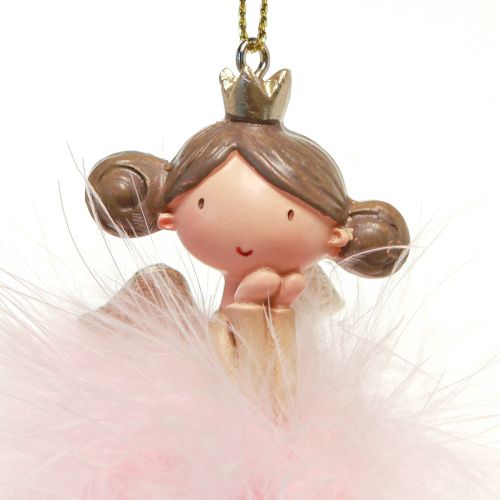 Floristik24 Figurine décorative ange princesse décoration de sapin de Noël blanc, rose 12cm 2 pcs