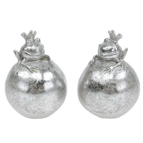 Floristik24 Grenouille sur boule en argent 8cm 4P