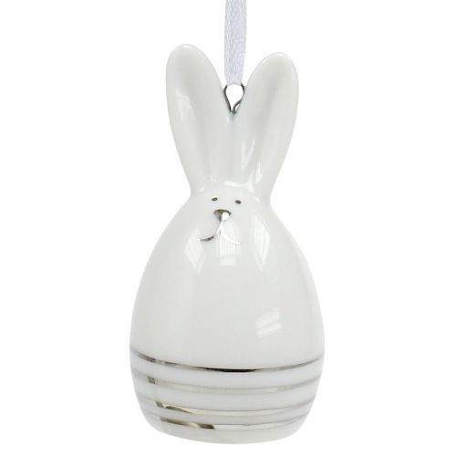 Floristik24 Lapin décoratif à suspendre blanc, argent 6pcs