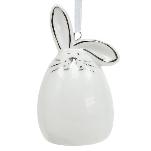 Floristik24 Lapin décoratif à suspendre blanc, argent 6pcs