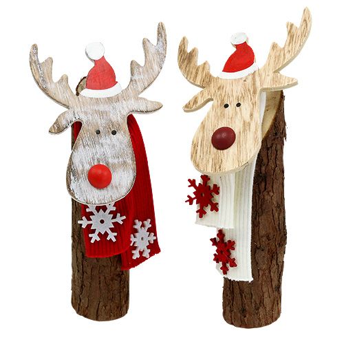 Floristik24 Figure à décorer bois élan avec écharpe 30cm 2pcs