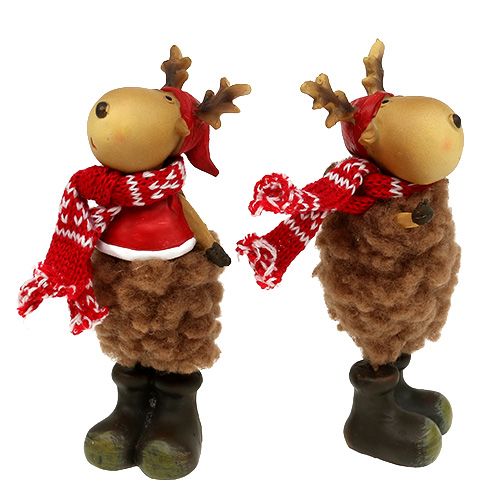 Floristik24 Renne Figure à décorer avec écharpe 15cm Marron 4pcs