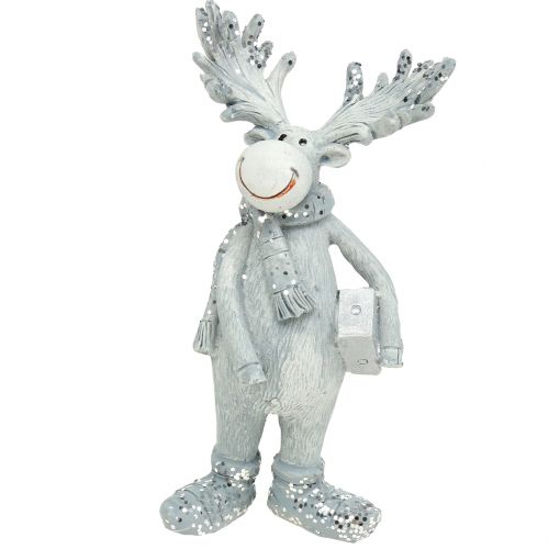 Floristik24 figurine déco Moose debout 13cm gris clair 2pcs