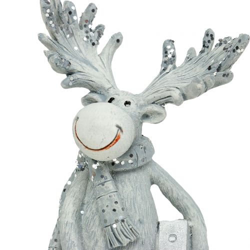 Floristik24 figurine déco Moose debout 13cm gris clair 2pcs