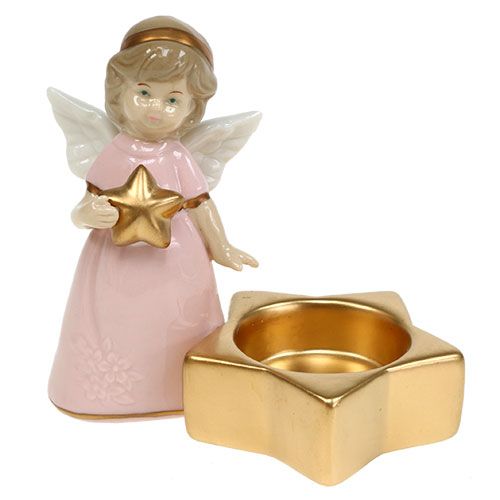 Floristik24 Figurine décorative ange avec bougie chauffe-plat 10,5 cm