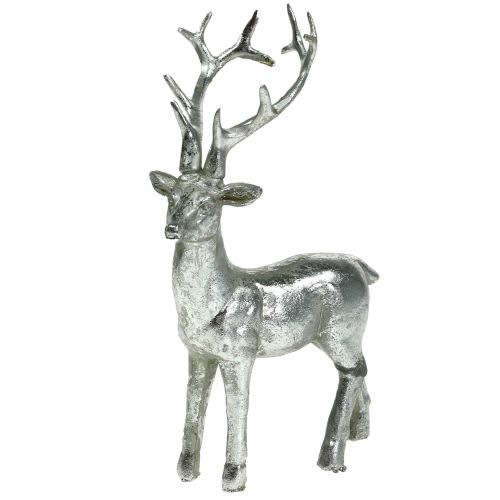 Floristik24 Figurine déco cerf argent 16,5cm