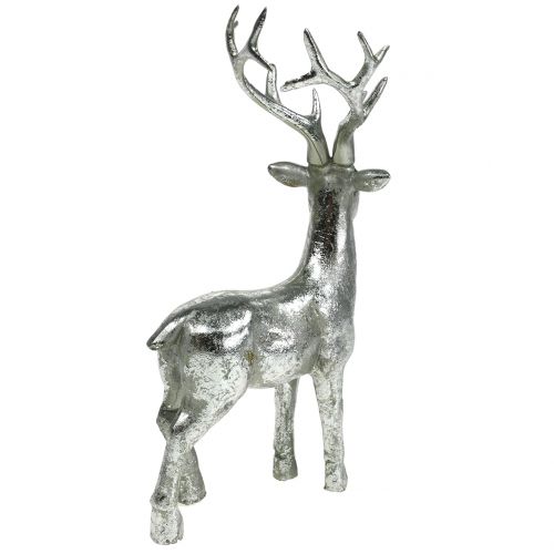 Floristik24 Figurine déco cerf argent 16,5cm