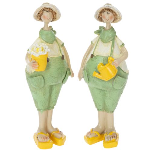 Figurines décoratives décoration de table de jardinier été vert jaune 16,5×5,5cm 2pcs acheter | Floristik24.be