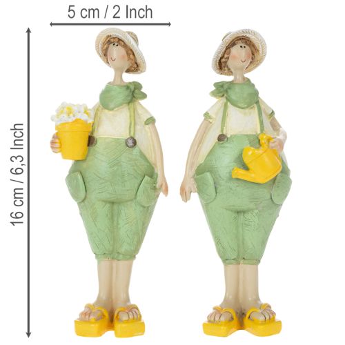 Figurines décoratives décoration de table de jardinier été vert jaune 16,5×5,5cm 2pcs | Floristik24.be