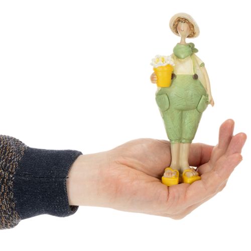 Figurines décoratives décoration de table de jardinier été vert jaune 16,5×5,5cm 2pcs | Floristik24.be