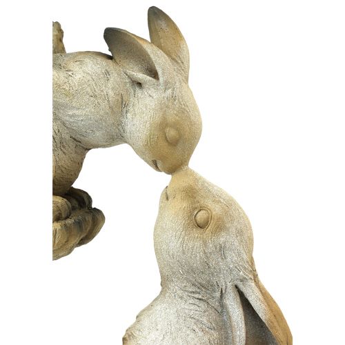 Floristik24 Figurines décoratives mère lapin avec enfant lapin gris marron H35cm