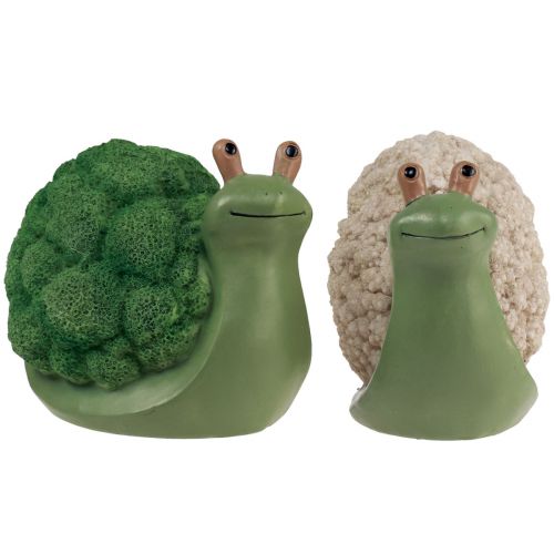 Figurines décoratives escargots décoration vert blanc 7,5x11,5x10,5cm