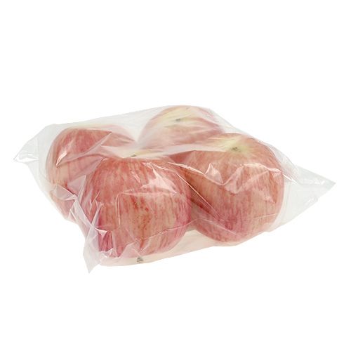 Floristik24 Pommes décoratives rouge orangée Ø9cm 4 pièces