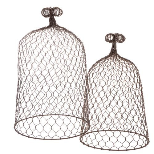 Clochette décorative en métal, aide à l'escalade, capuchon en fil de fer, marron, finition rouille, H 50/41 cm Ø 30/25 cm, lot de 2 acheter | Floristik24.be