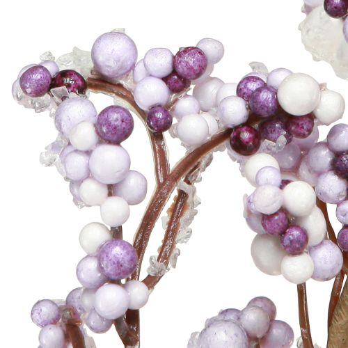 Article Support décoratif branche de baies blanc violet gel d'hiver 130cm