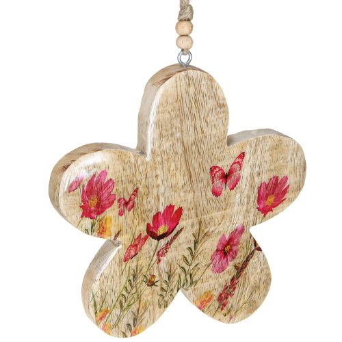 Article Fleurs décoratives en bois à suspendre Printemps Naturel Rose 16cm 3pcs