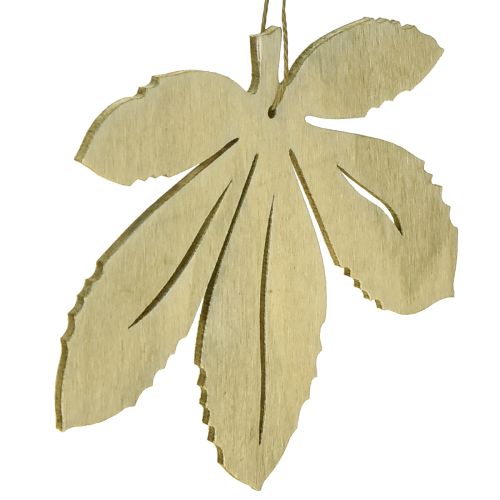 Article Cintre décoratif bois feuilles d&#39;automne vert naturel marron 12x10cm 12pcs