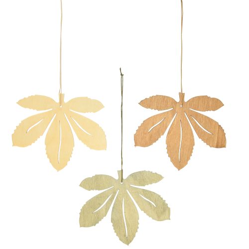 Article Cintre décoratif bois feuilles d&#39;automne vert naturel marron 12x10cm 12pcs