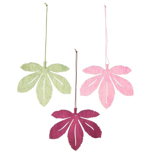 Article Cintre décoratif bois feuilles d&#39;automne rose violet vert 12x10cm 12 pcs
