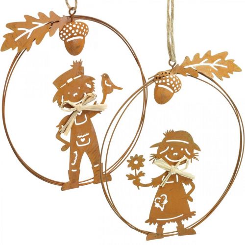 Article Cintre décoratif rouille décoration d'automne anneau décoratif métal Ø13cm 4 pcs