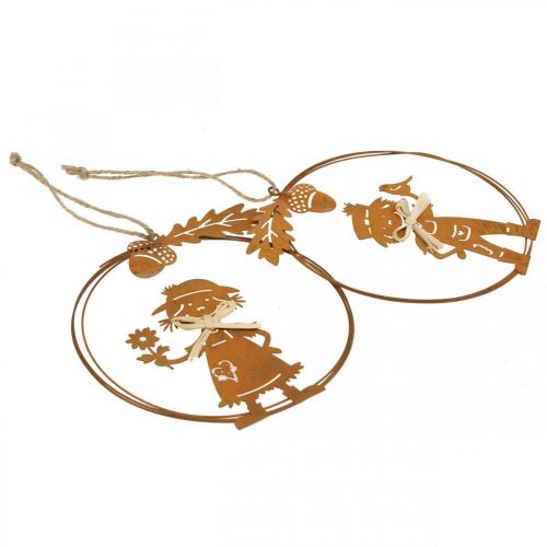 Article Cintre décoratif rouille décoration d'automne anneau décoratif métal Ø13cm 4 pcs
