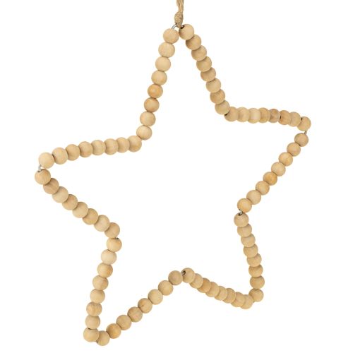 Article Suspension déco Noël perles en bois coeur arbre étoile H20cm 3pcs