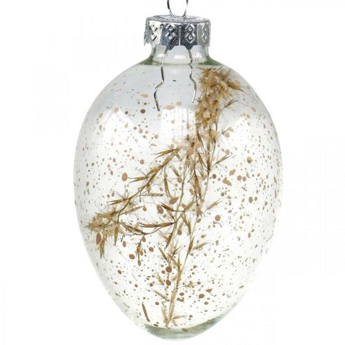 Article Cintre décoratif en verre d&#39;oeuf rempli de décoration de Pâques à suspendre 5x8cm 6 pcs