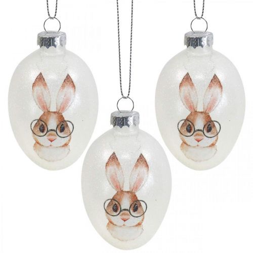 Déco cintre verre déco oeufs lapin avec verres paillettes 5x8cm 6pcs