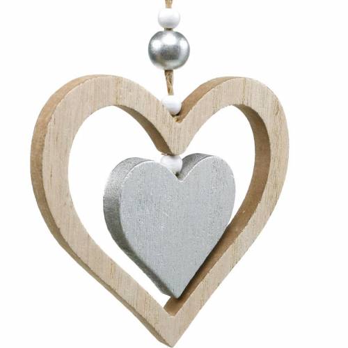 Floristik24 Support décoratif coeur fleur papillon naturel, décoration en bois argenté 6 pcs