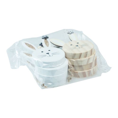Article Tête de lapin en bois Déco à suspendre Blanc Or 10,5cm 8pcs