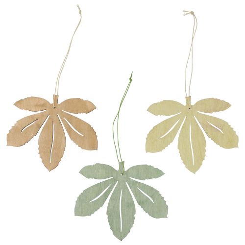 Article Cintre décoratif bois feuilles d&#39;automne vert naturel marron 12x10cm 12pcs