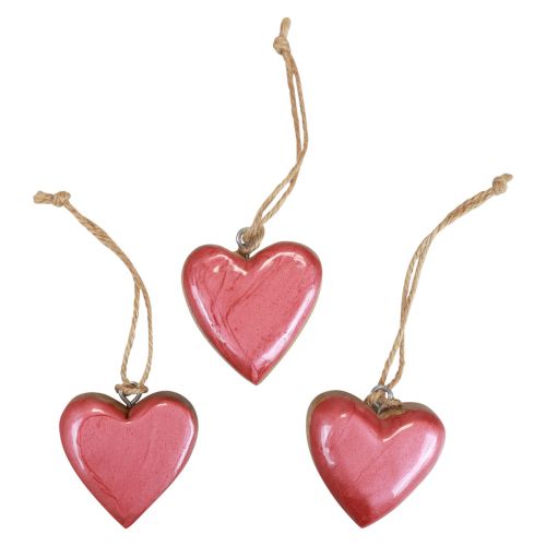 Floristik24 Cintre décoratif bois coeurs en bois décoration rose brillant 6cm 8 pcs
