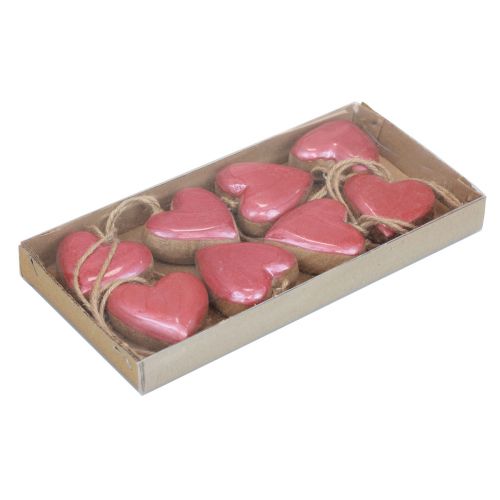 Article Cintre décoratif bois coeurs en bois décoration rose brillant 6cm 8 pcs