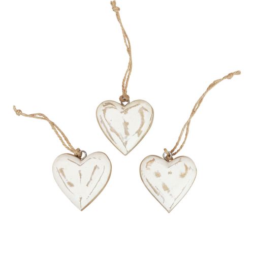 Article Cintres décoratifs bois coeurs en bois naturel blanc or vintage 6cm 8 pcs