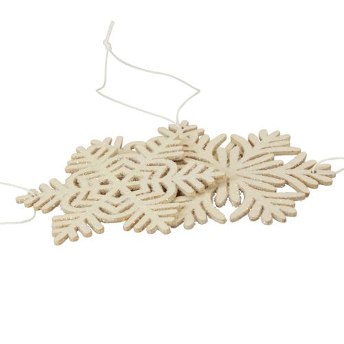 Floristik24 Cintre déco bois flocons de neige déco blanc pailleté Ø10cm 12pcs