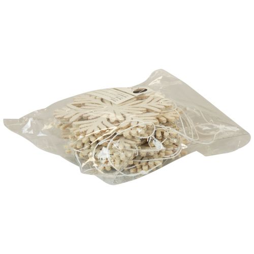 Floristik24 Cintre déco bois flocons de neige déco blanc pailleté Ø10cm 12pcs