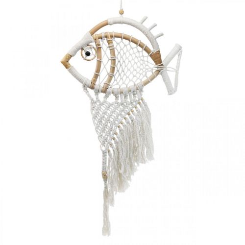 Suspension déco cintre décoration maritime poisson macramé 76cm