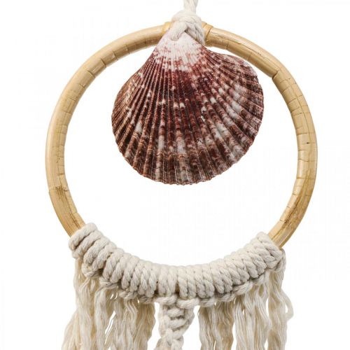 Article Cintre décoratif maritime, pendentif coquillage décoration macramé 45×11.5cm