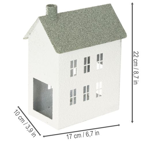 Maison décorative en métal en forme de maison avec fenêtres et cheminée, 22 cm | Floristik24.be