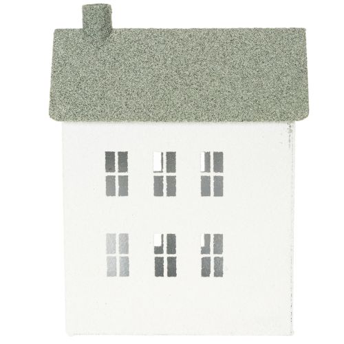 Maison décorative en métal en forme de maison avec fenêtres et cheminée, 22 cm | Floristik24.be