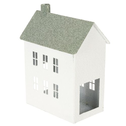 Maison décorative en métal en forme de maison avec fenêtres et cheminée, 22 cm | Floristik24.be