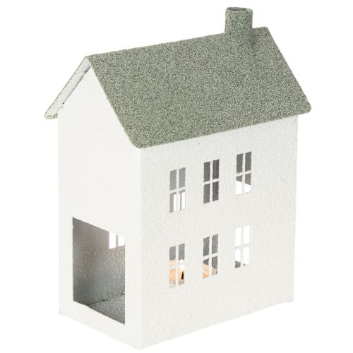 Maison décorative en métal en forme de maison avec fenêtres et cheminée, 22 cm | Floristik24.be